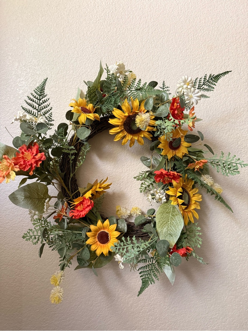 Sunflower & Fern Home Wreath - Yellow & Green